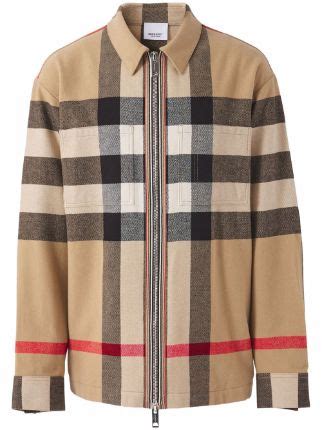 burberry check wool cotton zip-front shirt|Burberry short sleeve button up.